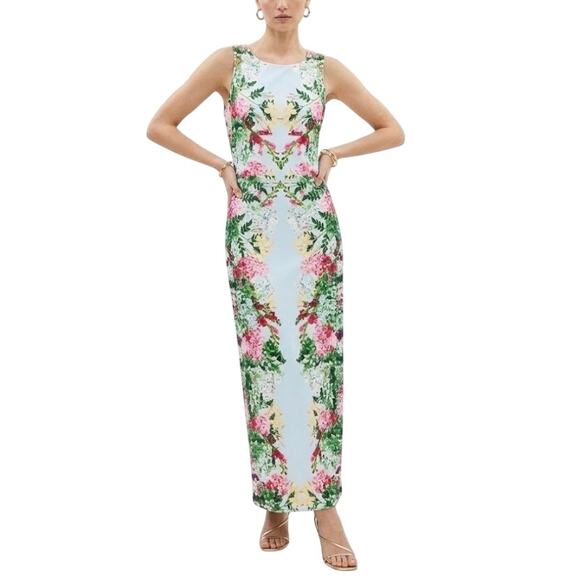 Guess Dresses & Skirts - GUESS Floral Print Cutout Back Sleeveless Sheath Long Maxi Dress Blue Size 12